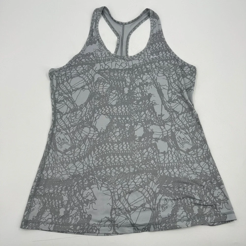 Nike Dri Fit Women's XL Racerback Tank Top Gray Abstract‎ Print 